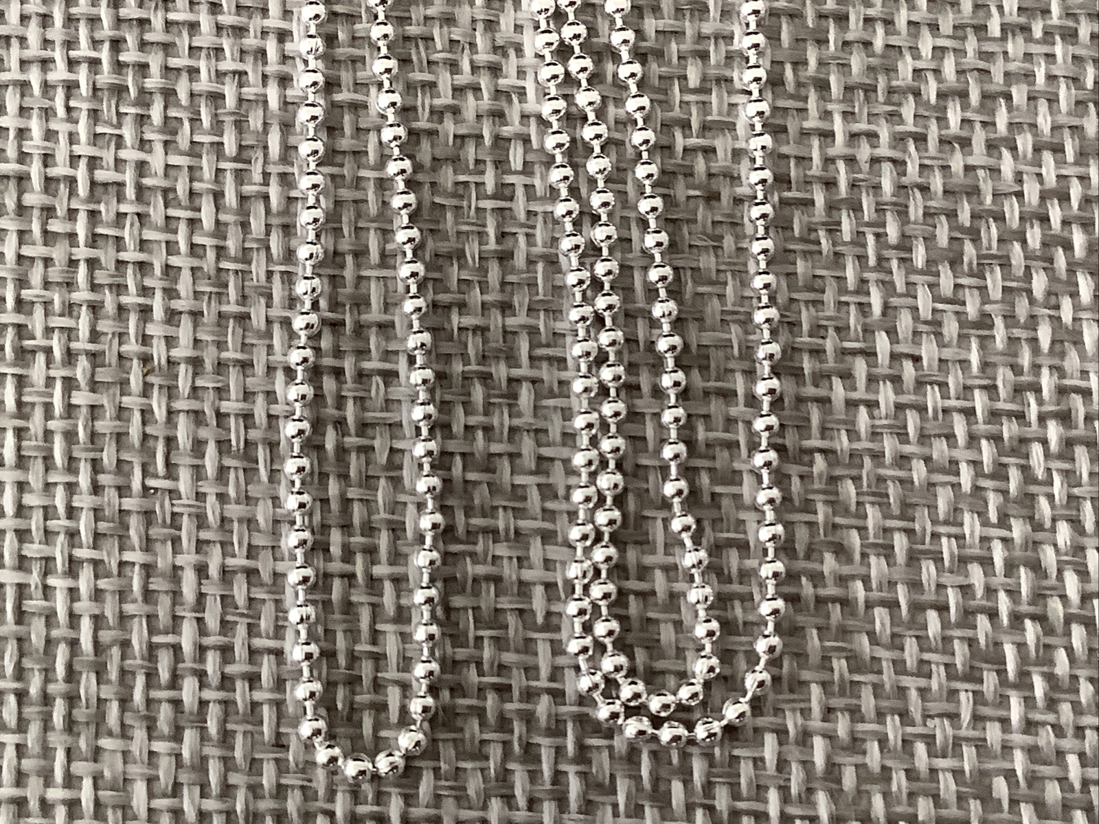 New 925 Sterling Silver Beaded 16” Chain Necklace 1.5mm