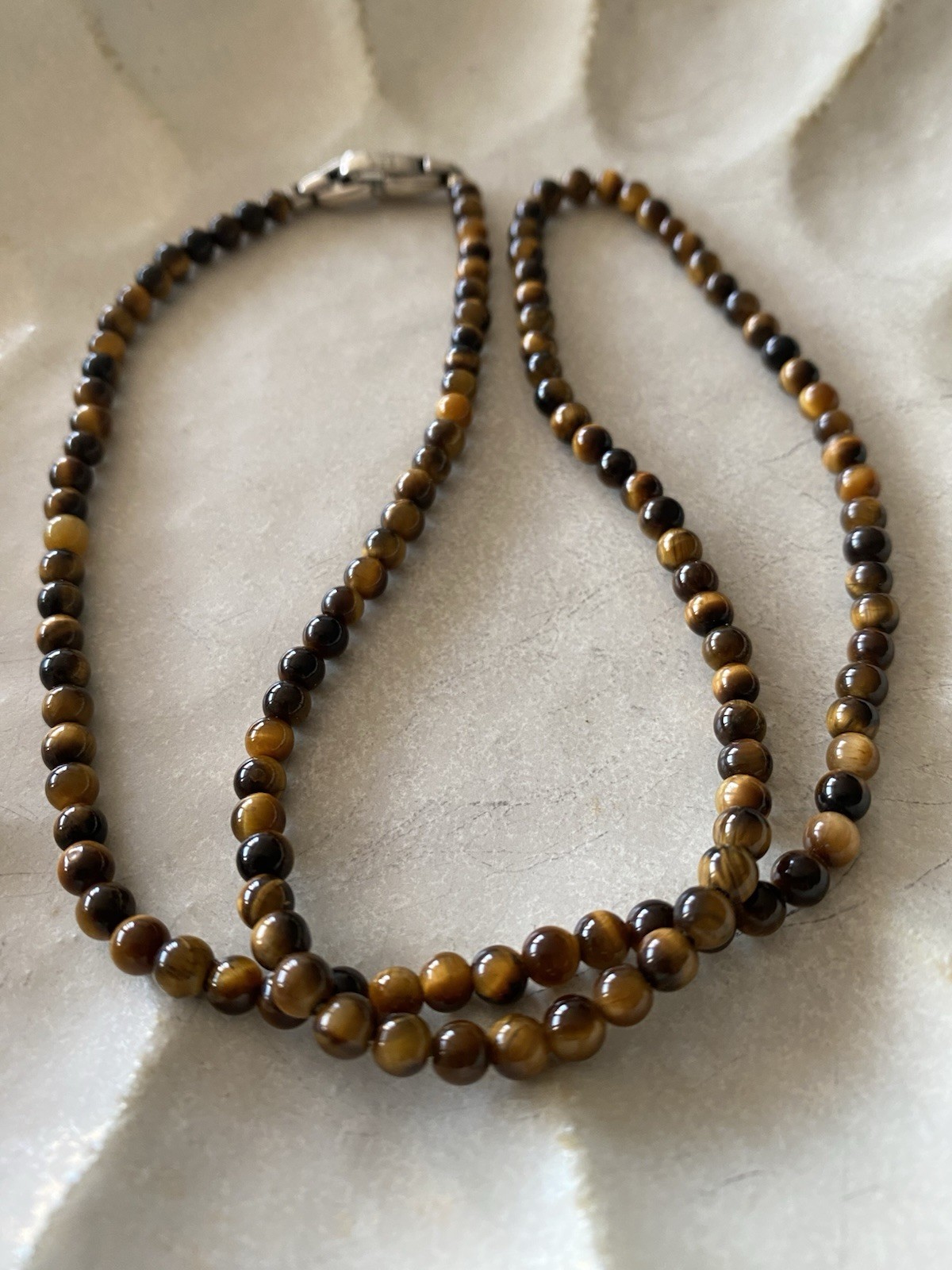 David Yurman .925 Sterling Silver Beads Tiger’s Eye Necklace 26″