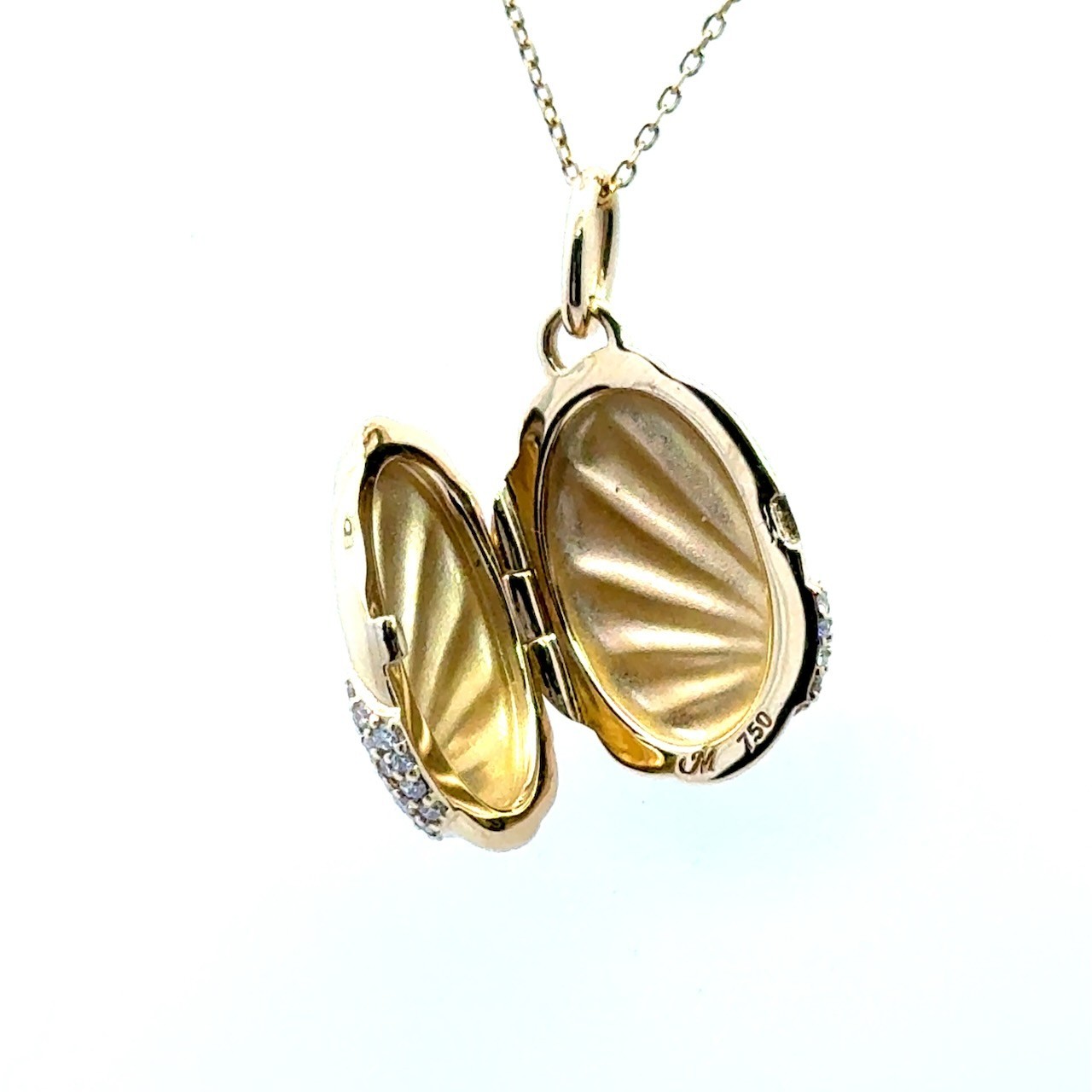 Monica Rich Kosann Neptune Shell Pavé Diamond Locket 18KT Gold Necklace