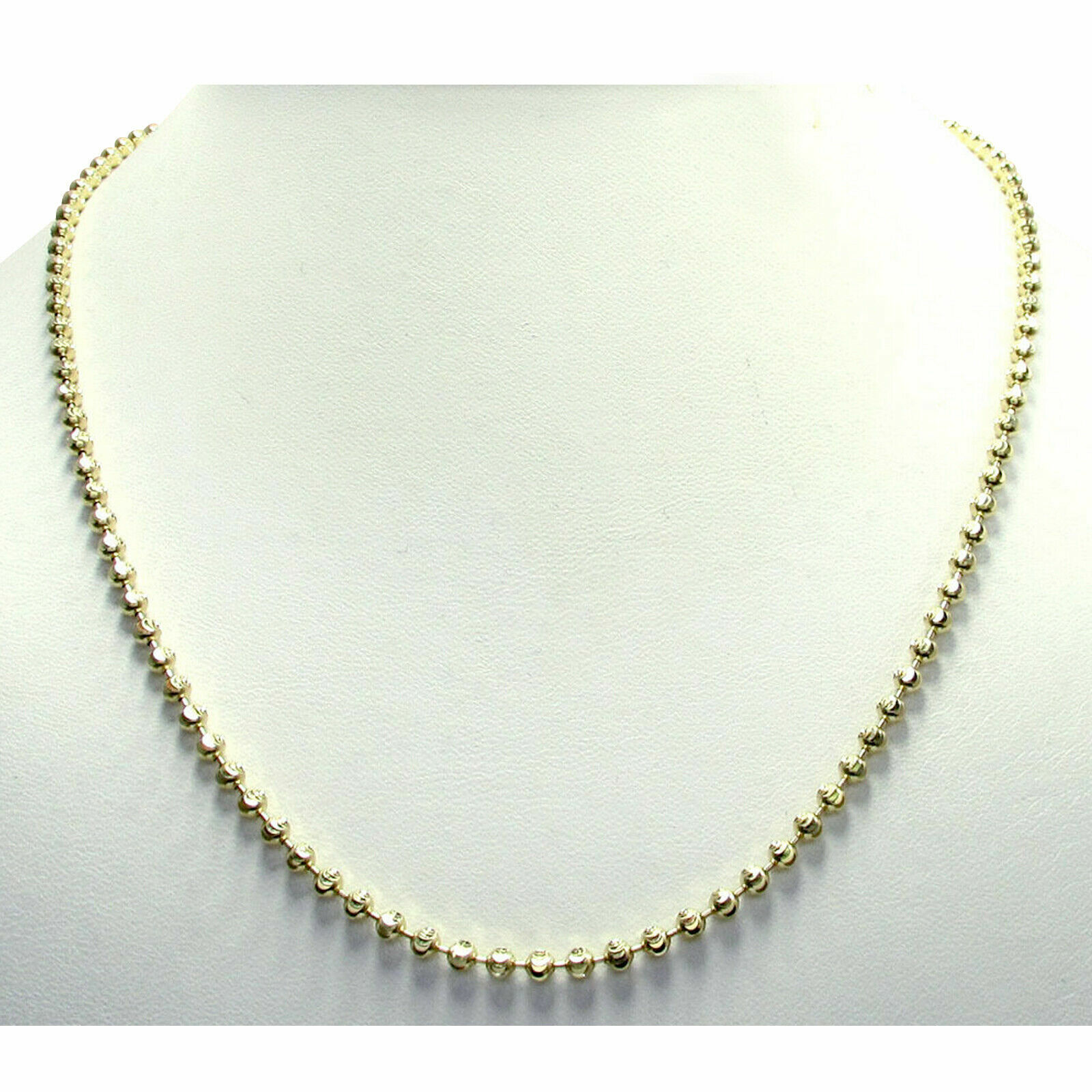 14K Yellow Gold 2MM Bead Ball Diamond Cut Moon Chain Necklace 16 – 24 Inches