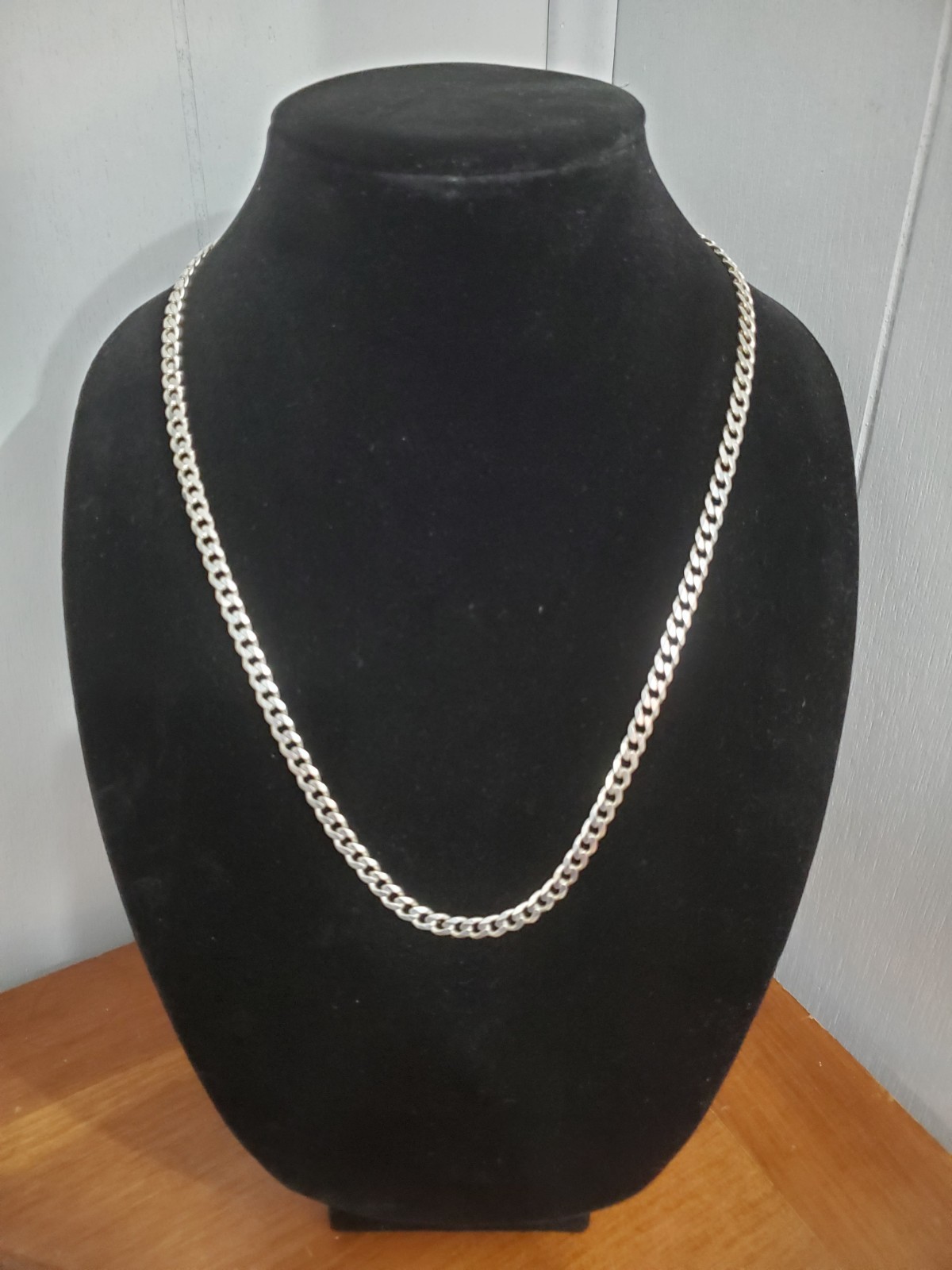 925 Italy Sterling Silver Curb Link Chain Necklace Lobster Clasp 24″ 32 grams