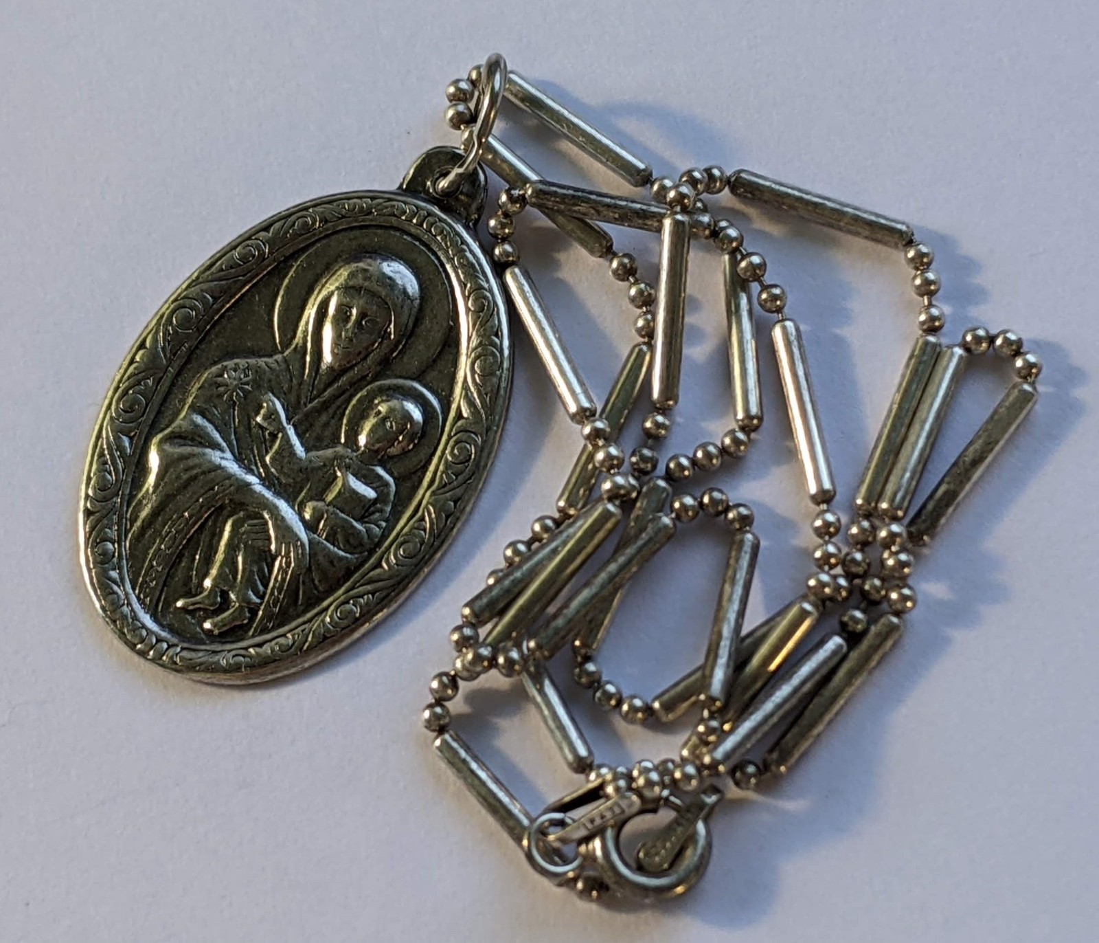 Orthodox icon amulet “Mother of God”, chain 40 cm. 925 silver. Weight 7.15 g.