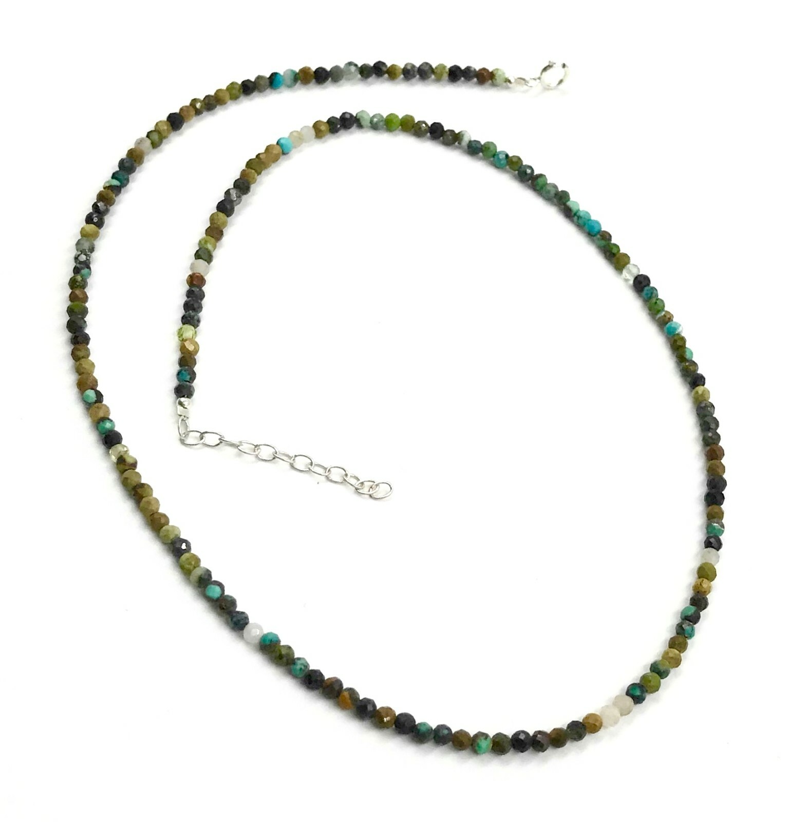 Genuine Turquoise Bead 925 Silver Necklace Jewelry Women Handmade USA SELLER