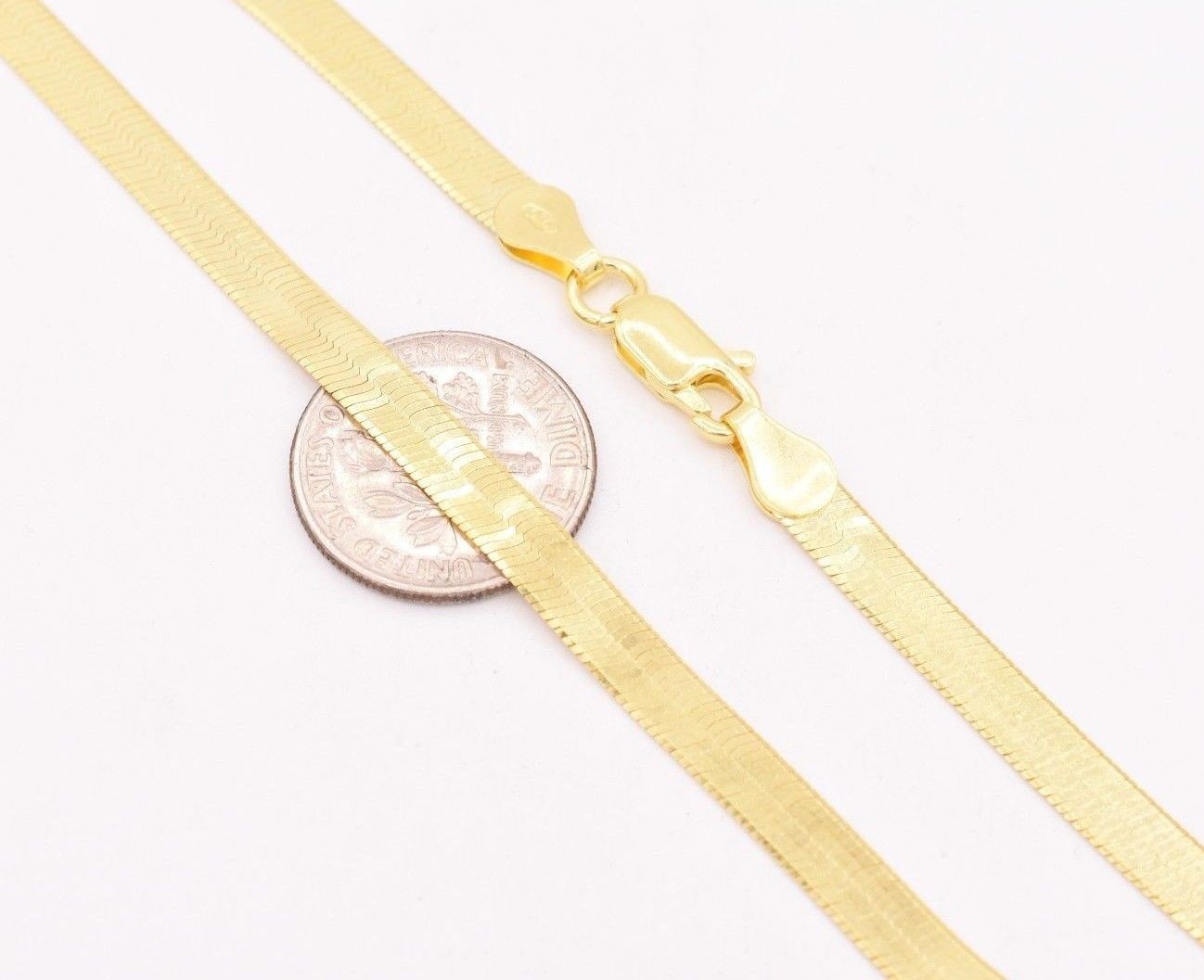 4.5mm Flexible Herringbone Chain Necklace 14K Yellow Gold Plated Silver 925