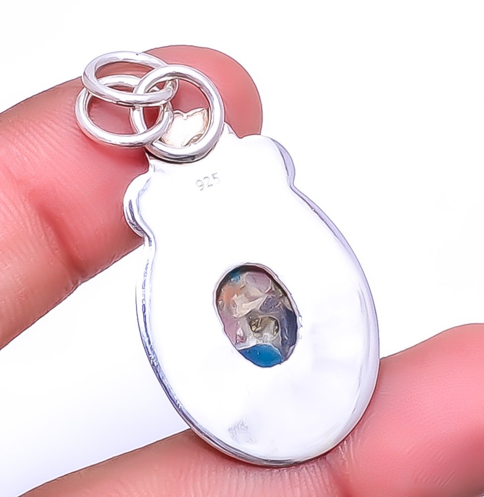 Multi Colour Tourmaline – Brazil 925 Sterling Silver Two Tone Pendant 1.64″ P23