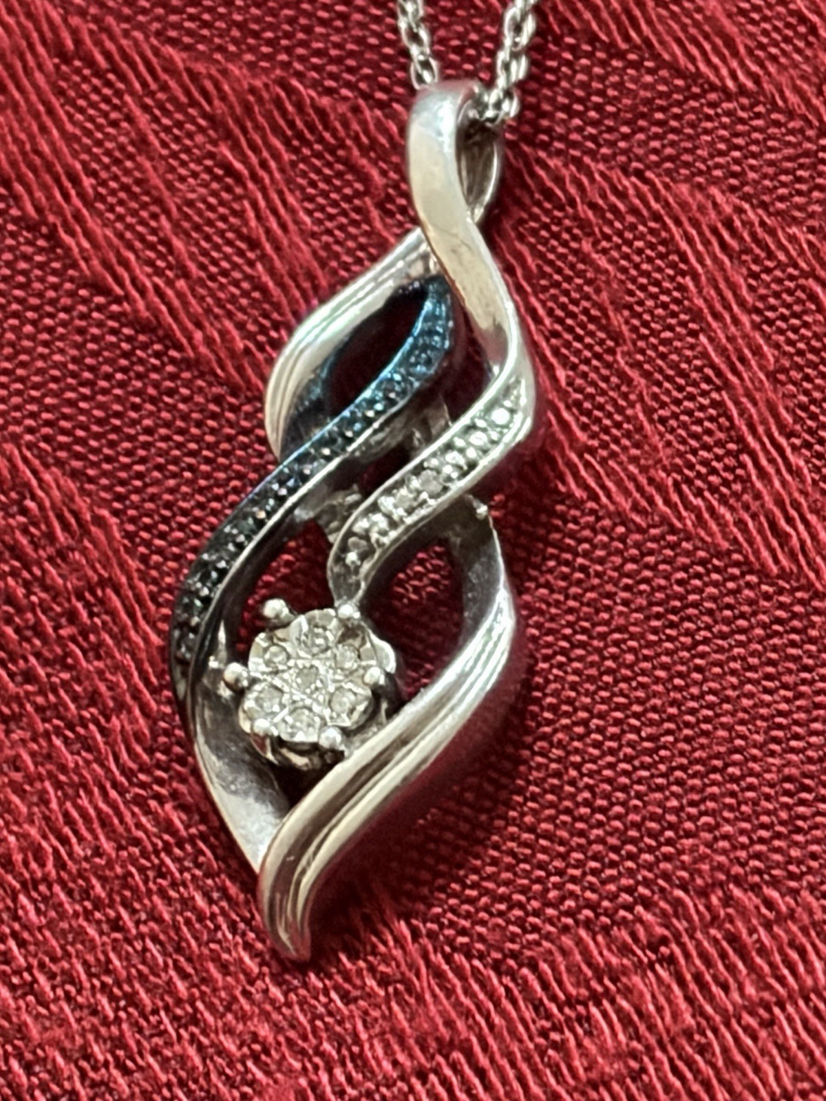 Zales Sterling Silver 925 Blue & White Diamond Accent Infinity Pendant Necklace