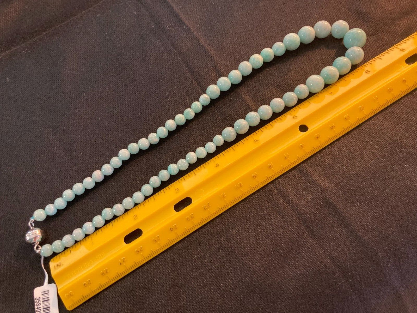 18″ Russian Amazonite Beaded Necklace .925 Sterling Silver Magnetic Clasp 188ctw