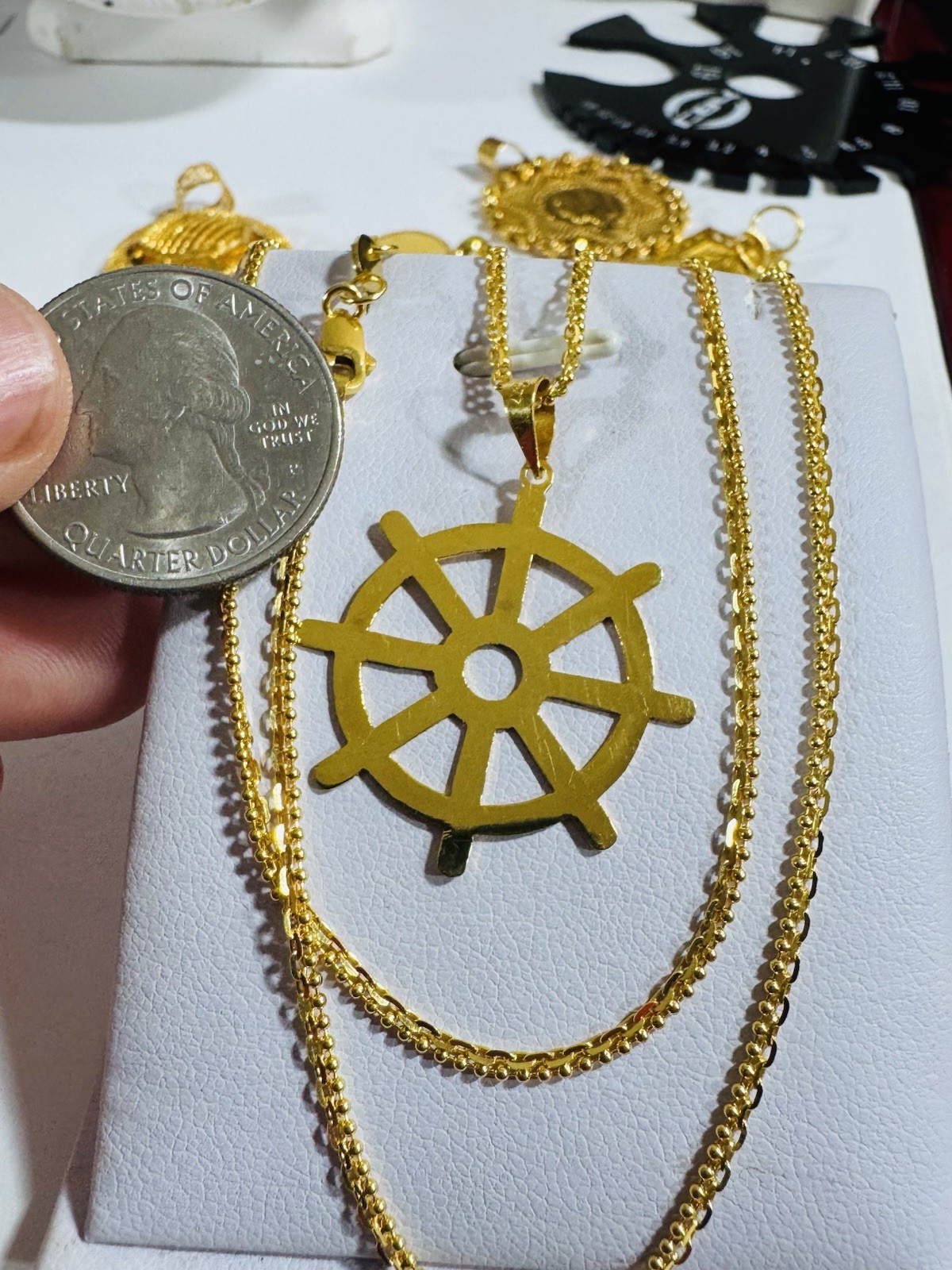 Saudi Dubai 22K Solid 916 Real Gold Mariner Set Necklace 20” Long 8.04g 2.2mm