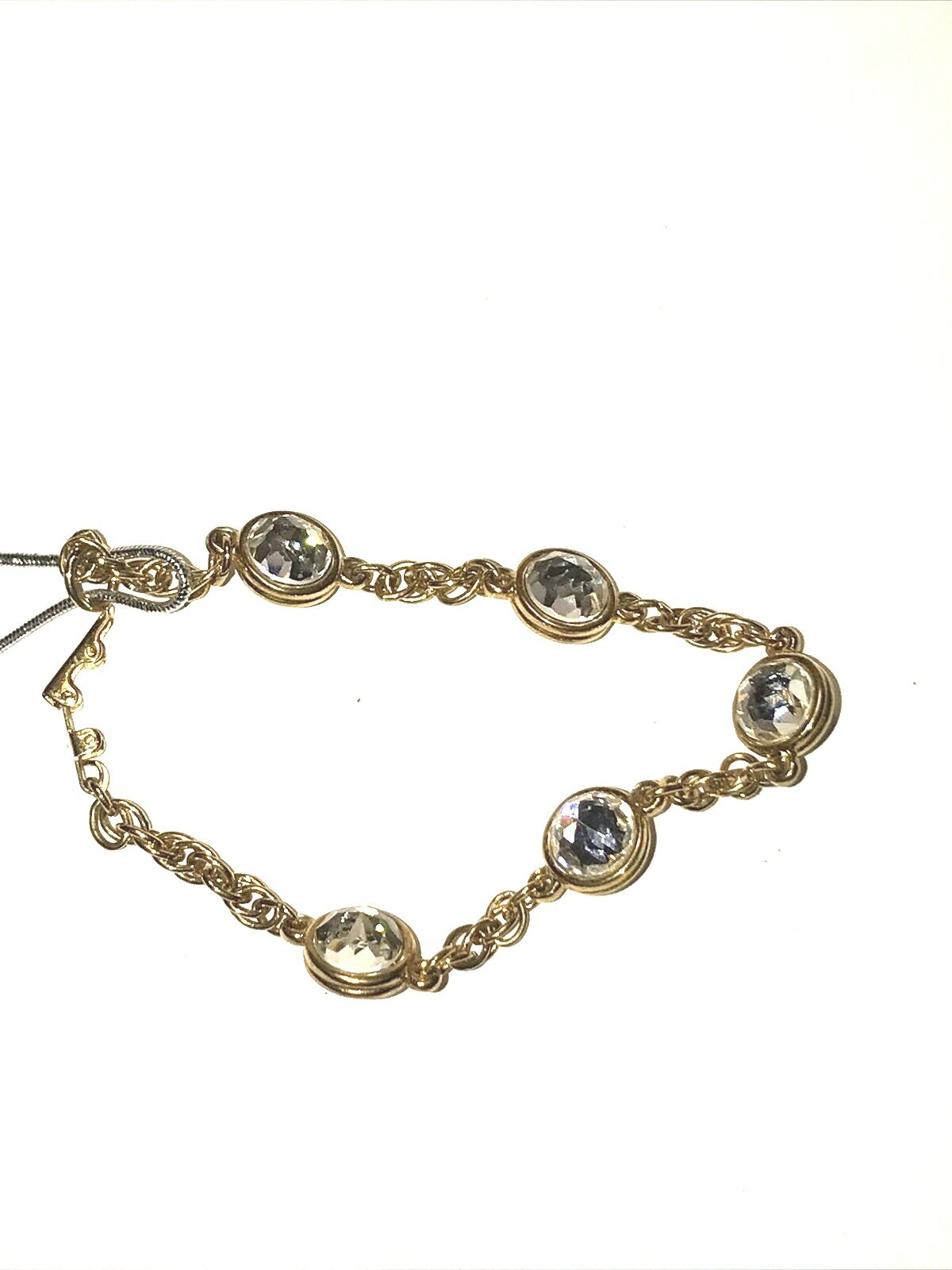 SWAROVSKI Gold Tone Austrian Crystals Tennis Bracelet 7″ New with Tag Signed