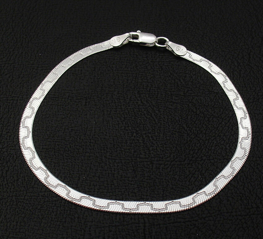 Reversible Diamond Cut Herringbone Bracelet Chain Necklace Solid 925 Silver