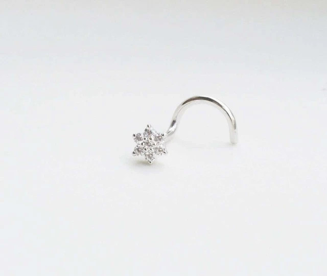 0.20 ct each lab grown diamond nose stud ring piercing 14kt yellow gold plated