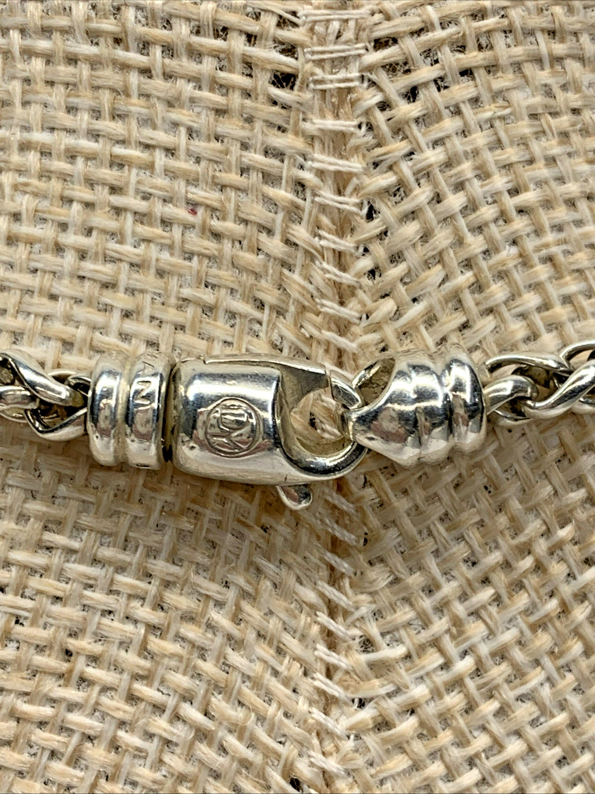 David Yurman Signed 925 Sterling Silver 4mm Wheat Weave Chain Necklace 16″ 23.5g