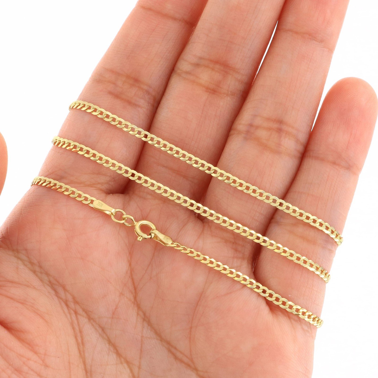 10K Yellow Gold Solid 2mm-12.5mm Cuban Curb Chain Link Pendant Necklace 16″- 30″