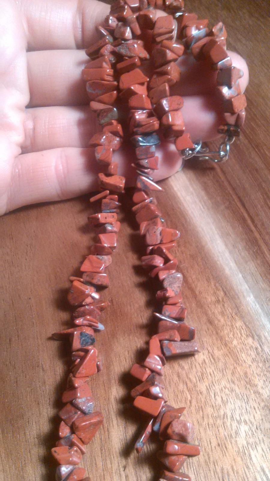 Red Jasper Chips Sterling Silver Necklace