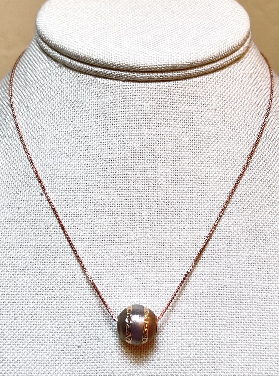 BEAUTIFUL Designer 14 Kt. Rose, Yellow & White Gold Engraved Ball/Bead Necklace