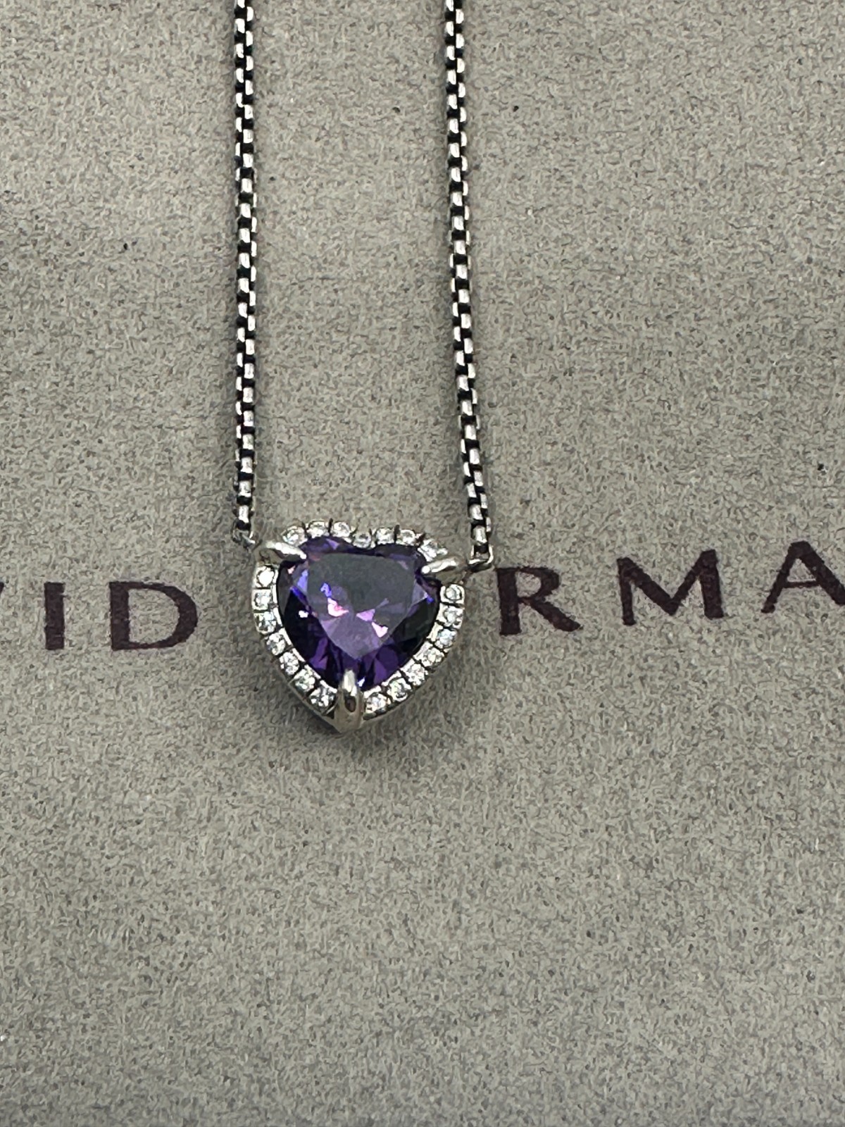 Silver David Yurman Chatelaine Heart Amethyst Necklace