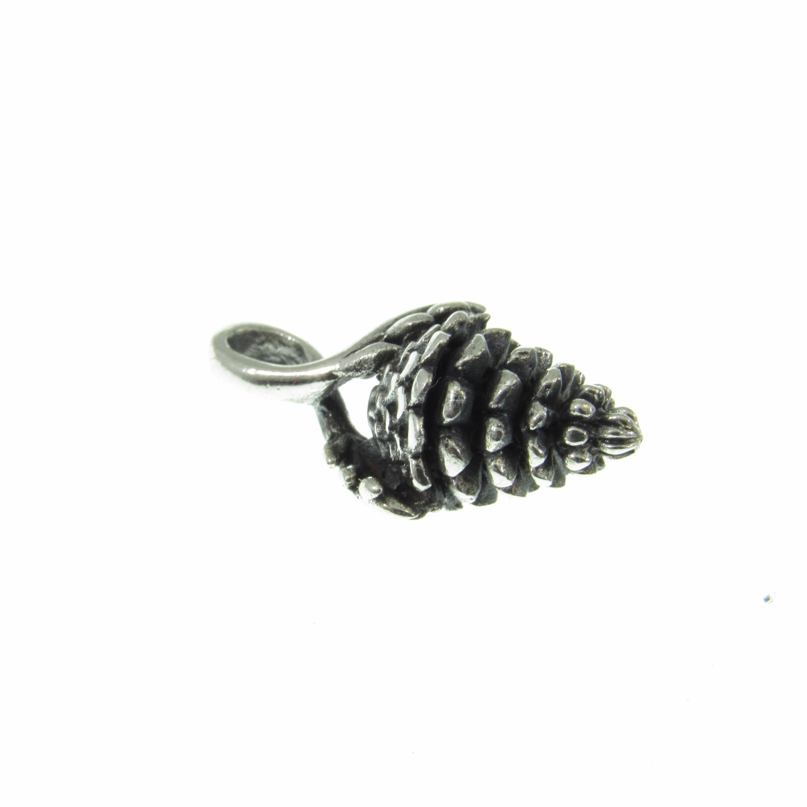 Small Solid 925 Sterling Silver 3D Pinecone Charm Pendant, Nature Forest Jewelry