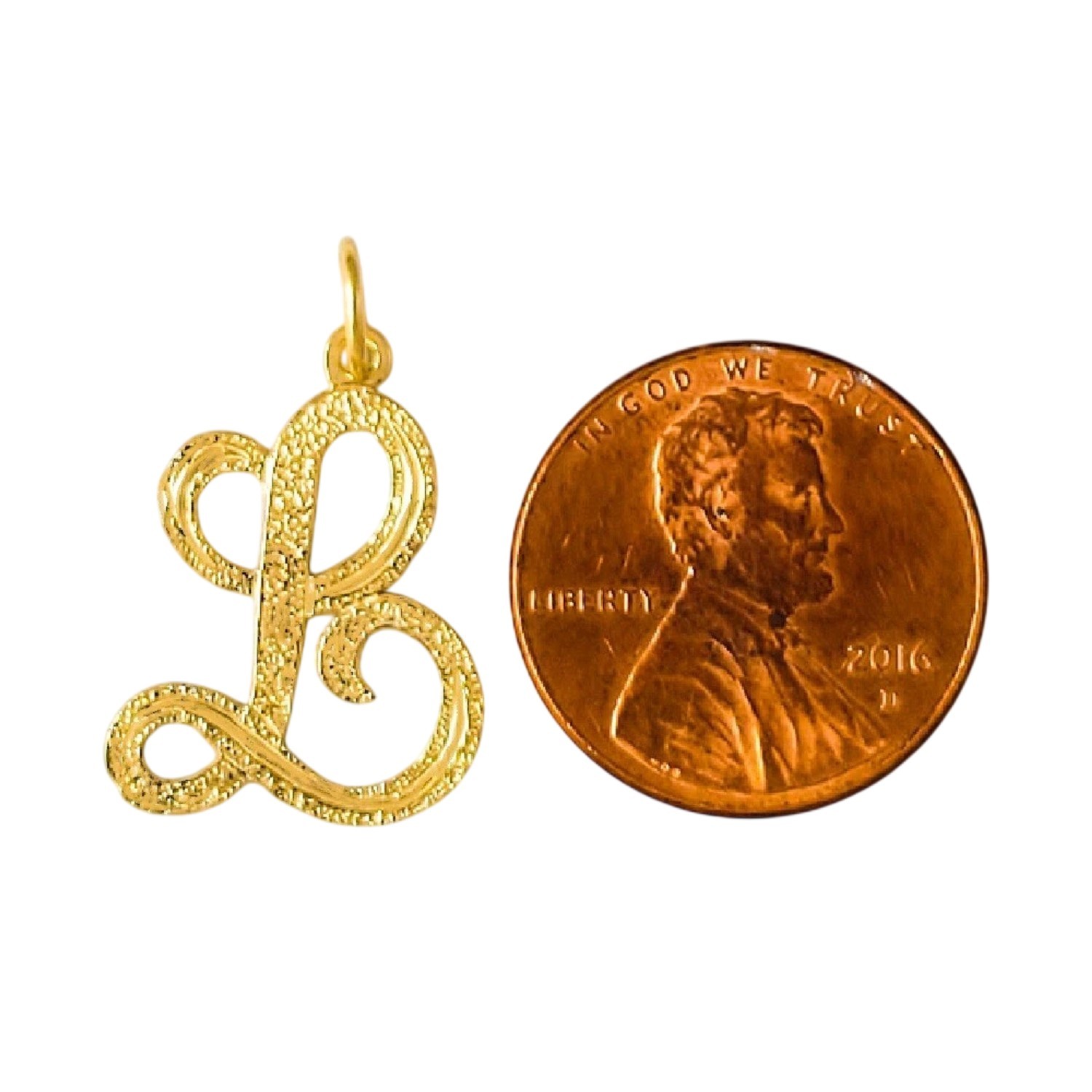 A to Z Any One 14K Yellow Gold Letter Pendant Charm, Made in USA