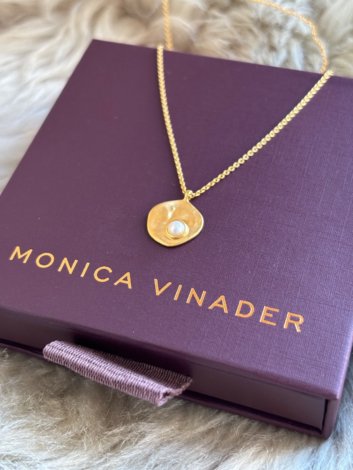 MONICA VINADER 💎 Capri Pearl Disc Necklace 18k Gold & Pearl RRP £139