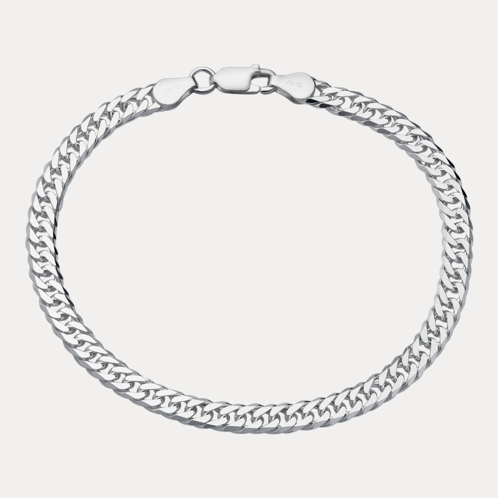 6mm Double Curb Link Bracelet – Real Solid 925 Sterling Silver MADE IN ITALY