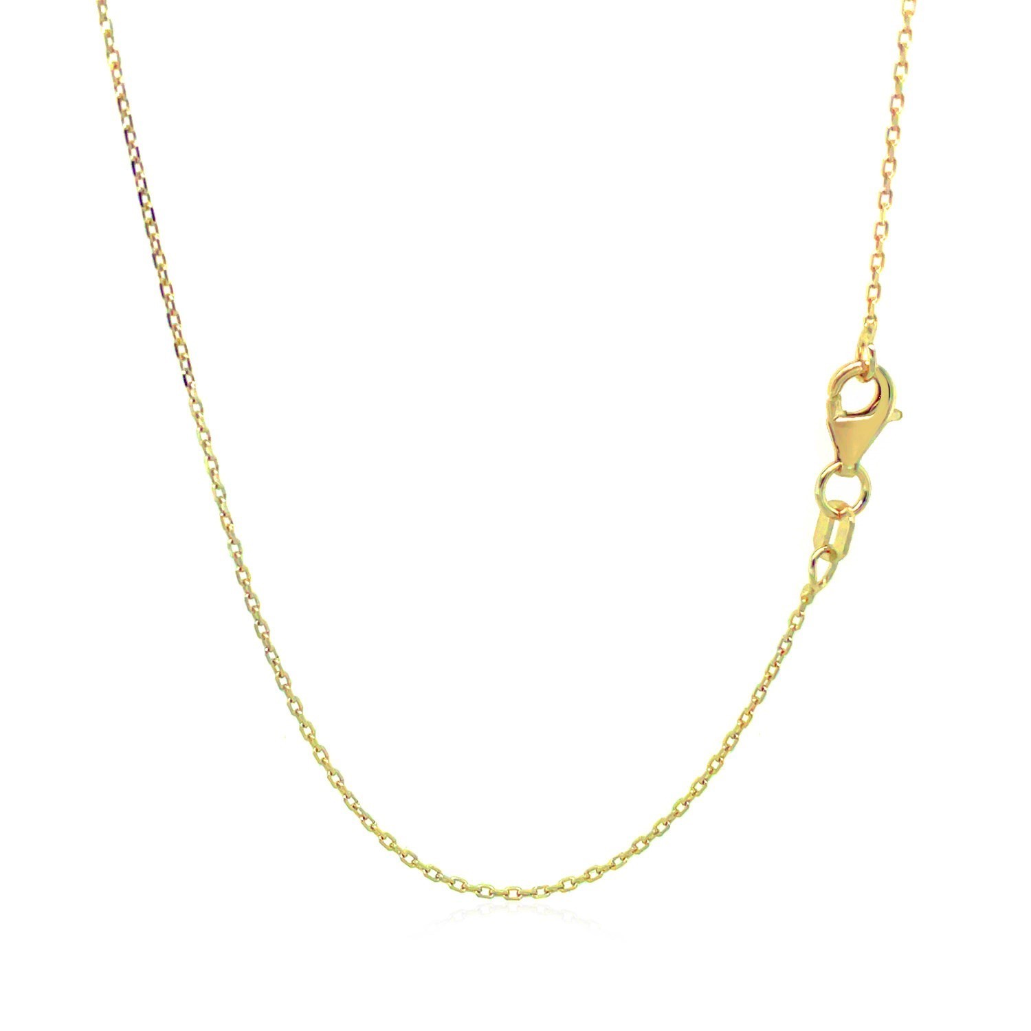 Diamond Cut Cable Link Chain, 18K Yellow Gold, Sizes 16-18, 0.80 mm, Sparkle
