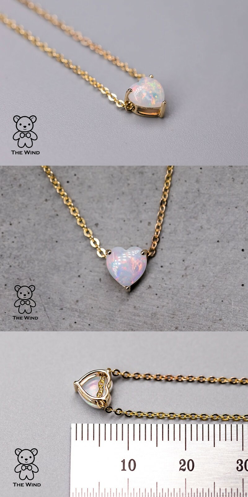 Minimalist Heart Shaped Australian Solid Opal Necklace 14k Yellow Gold Pendant