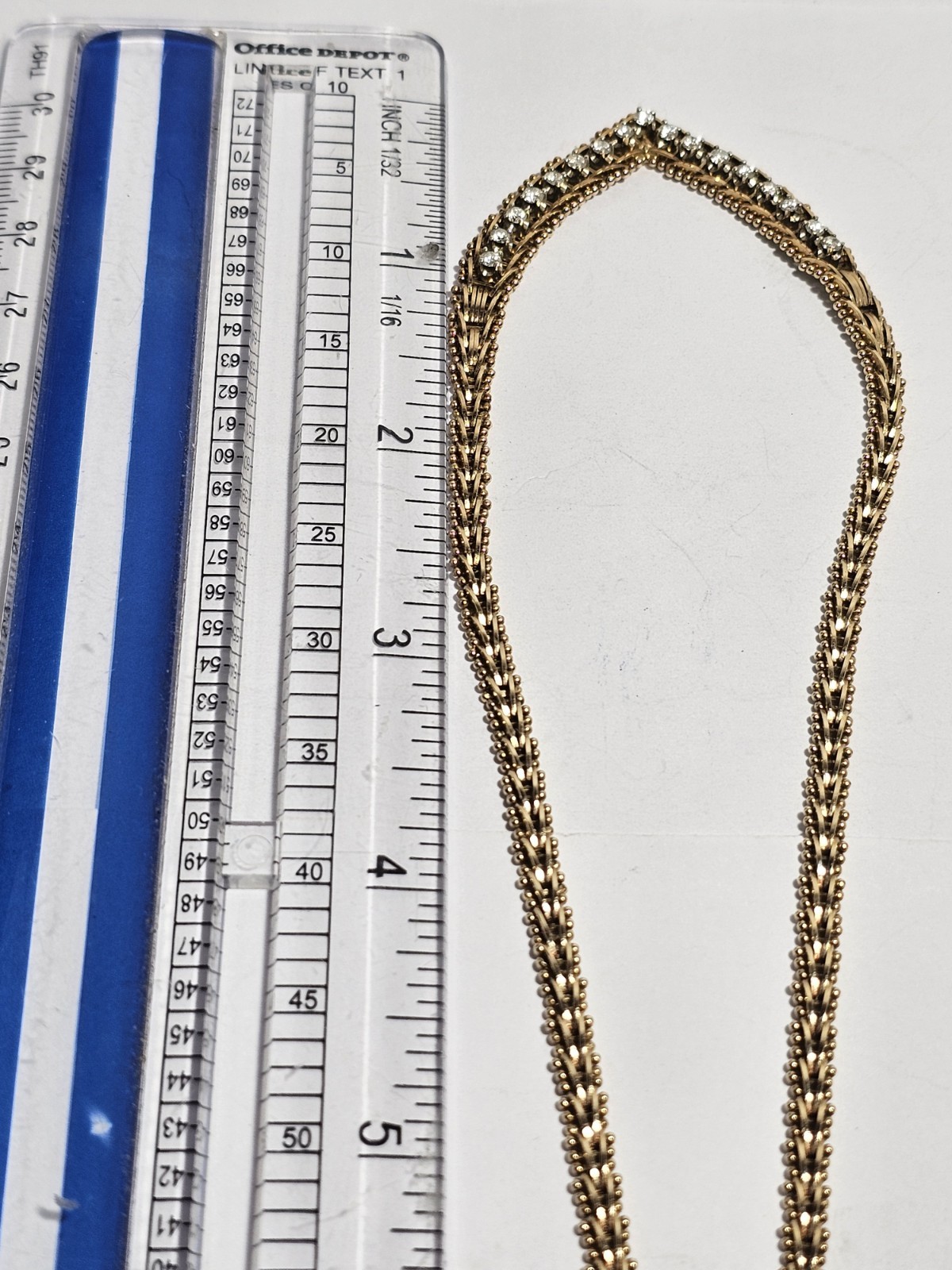VINTACE 14KT Y/G 14KT DIAMOND V NECKLACE W 17 3PT DIAMONDS 16″ – 24 GRAMS