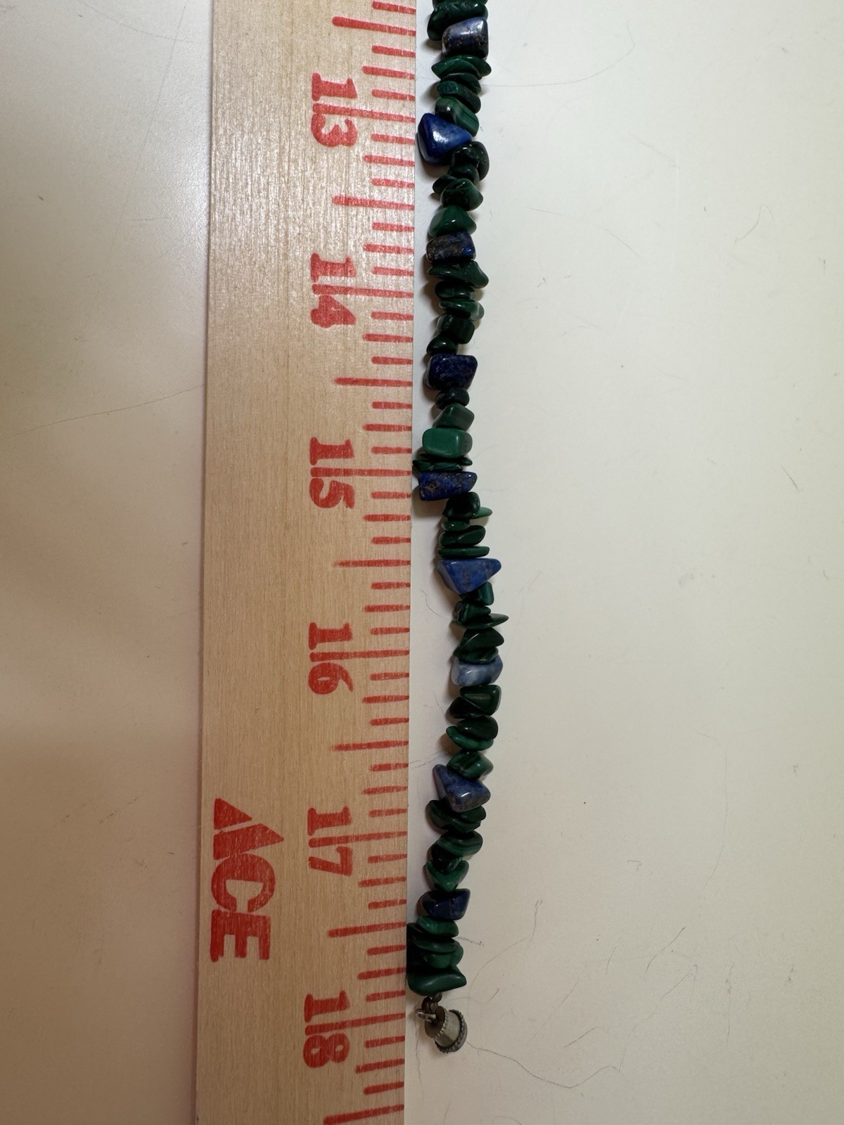 Malachite and Lapis Chip Pebble Bead Strand Necklace Screw Clasp Green Blue Gems