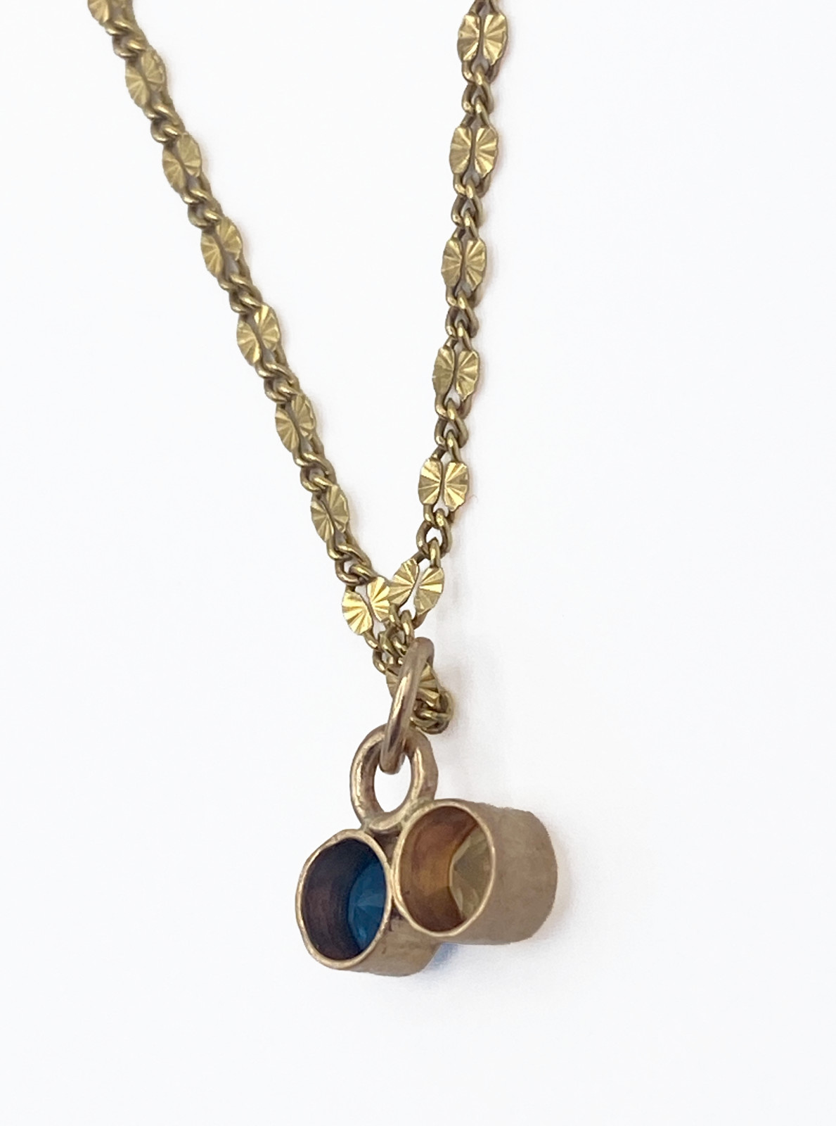 Handmade Citrine & Topaz Pendant, 18″ Pattered Italian Necklace, All 1/20 14K GF