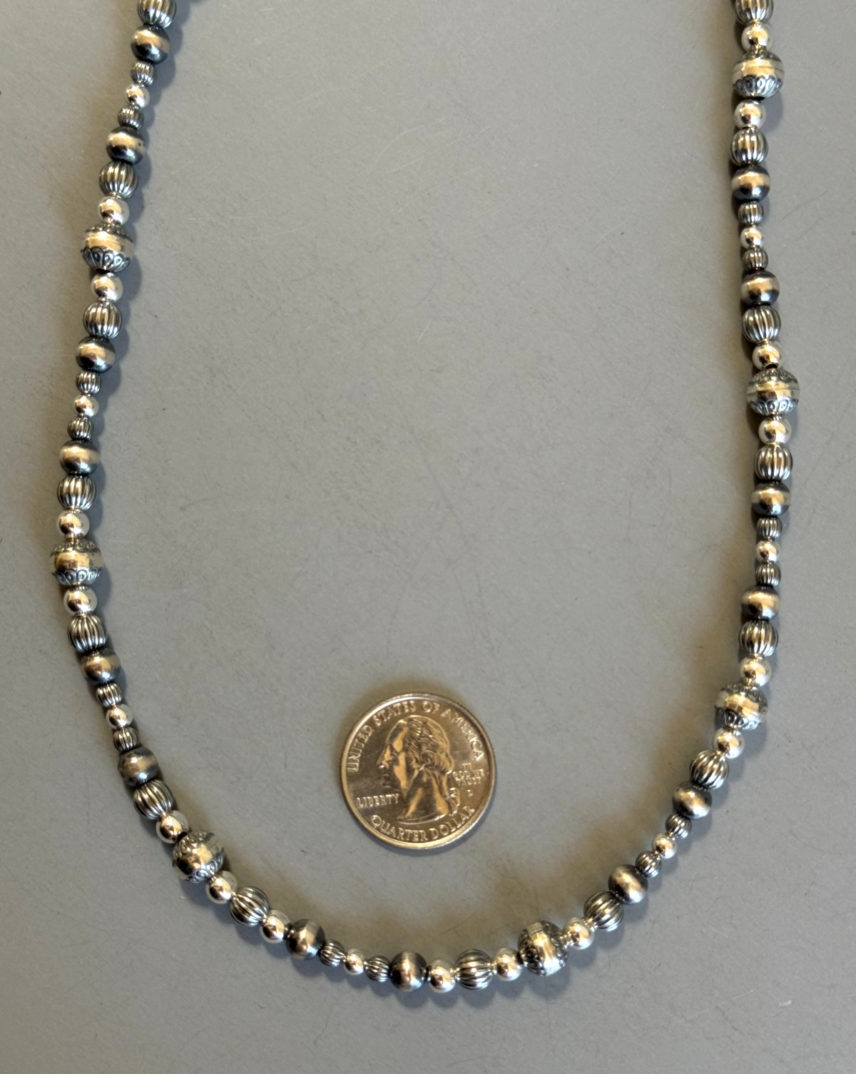 CAROLYN POLLACK Am West 20″ Sterling Native Pearl Mixed Bead Toggle Necklace 24g