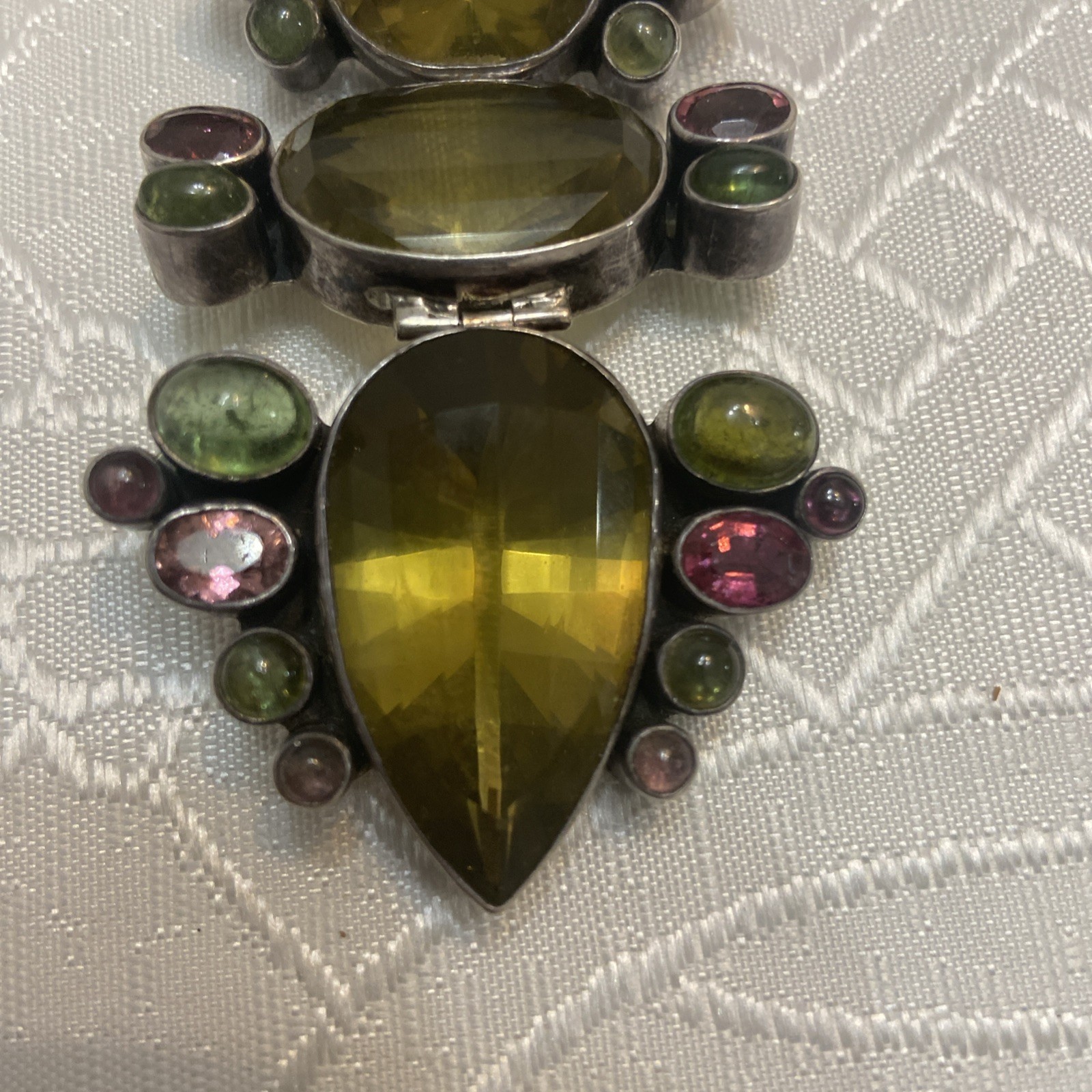 Sterling Silver 925 Multi-color PENDANT 4 inches