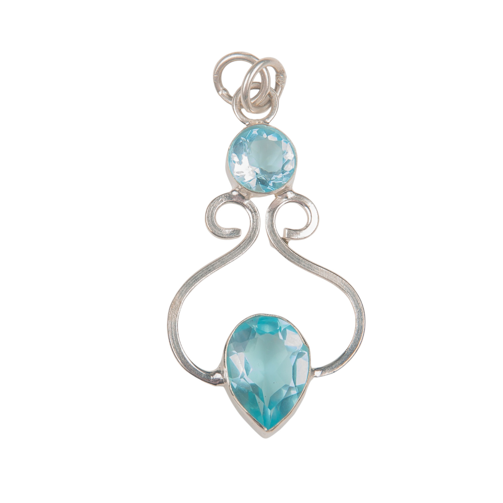Sky Blue Topaz Gemstone 925 Sterling Silver Necklace Pendent 1.60″ Gift For Wife