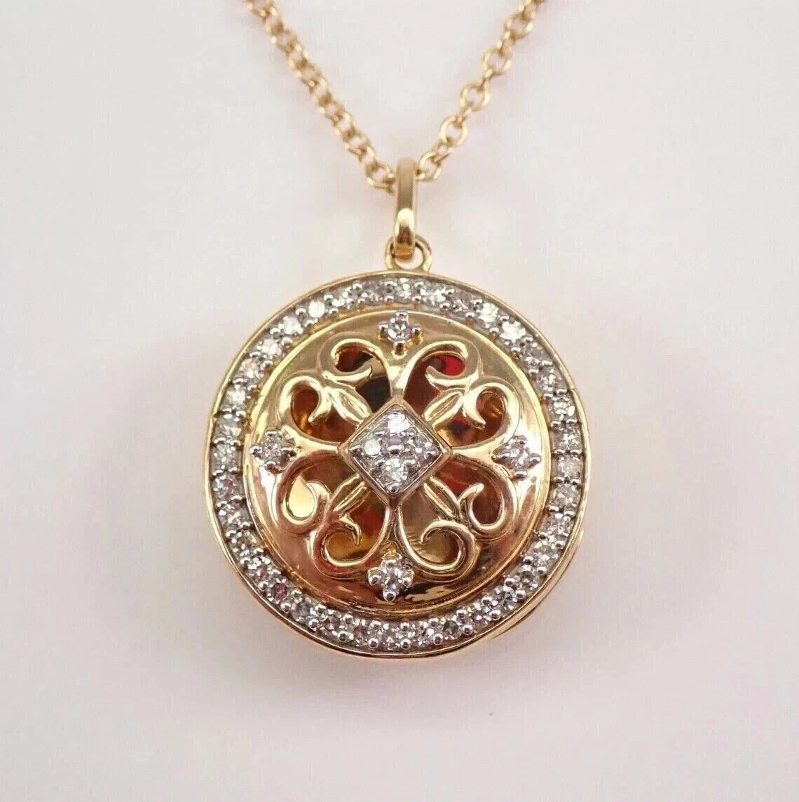 1.10Ct Round Cut Real Moissanite Fancy Pendant Necklace 14K Yellow Gold Plated