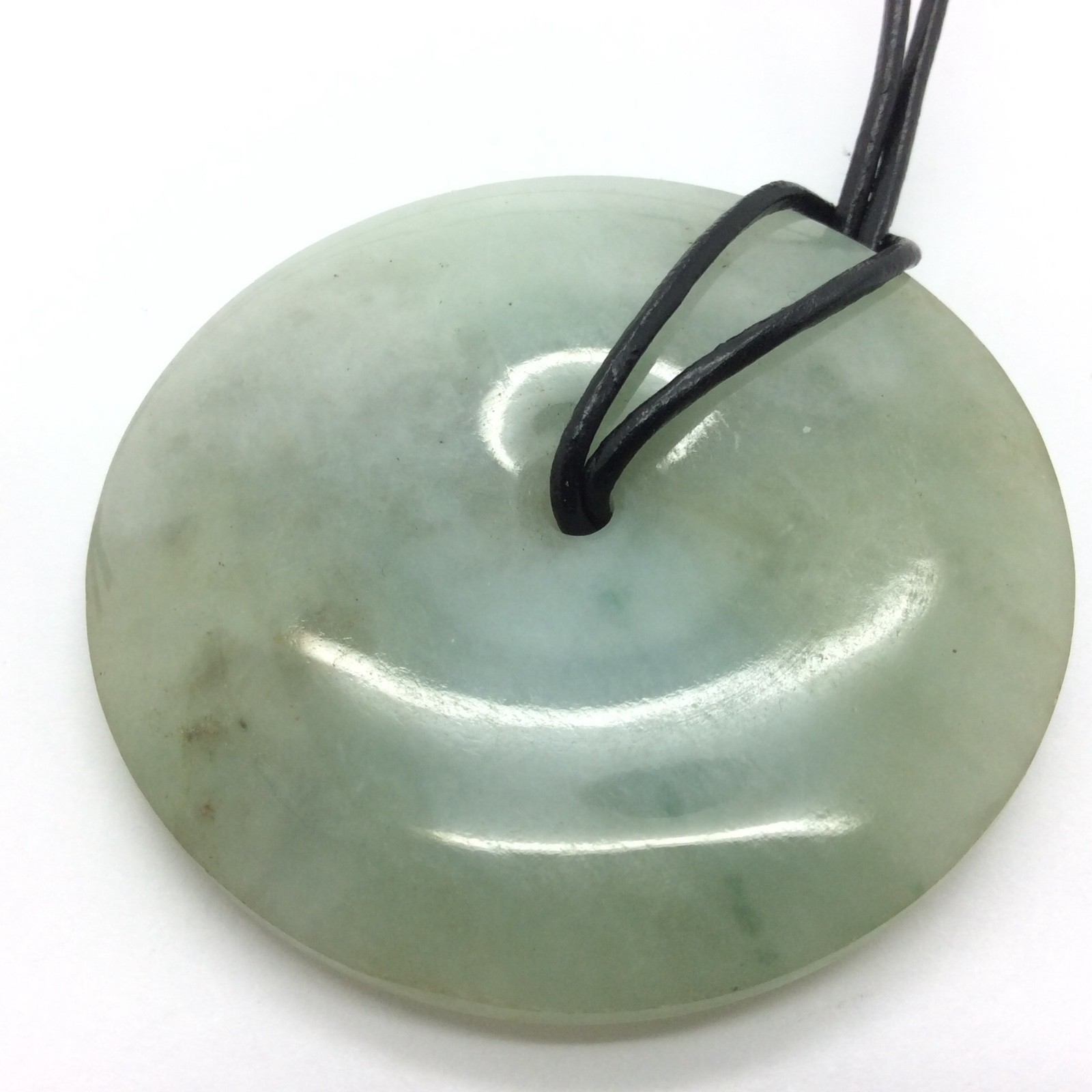 Burma Jade Pendant Large Bi Disk Green Jadeite Jade Stone Necklace Myanmar #18