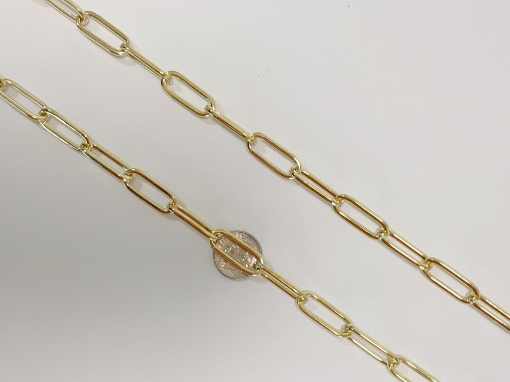 Real Genuine 10K Solid Yellow Gold Paperclip Chain Necklace 24inch 9mm