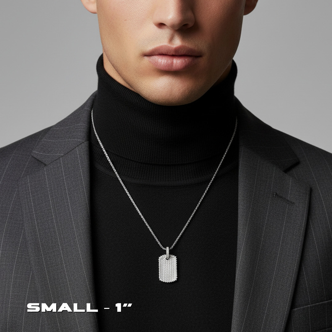 Mens MOISSANITE Dog Tag Real Solid 925 Silver Iced Hip Hop Pendant Necklace