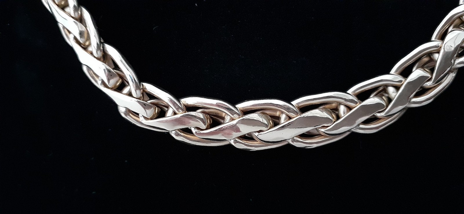 14K Gold Milor Italy Serpentine Graduated Thick Flat Woven Chain 17″Necklace 20G