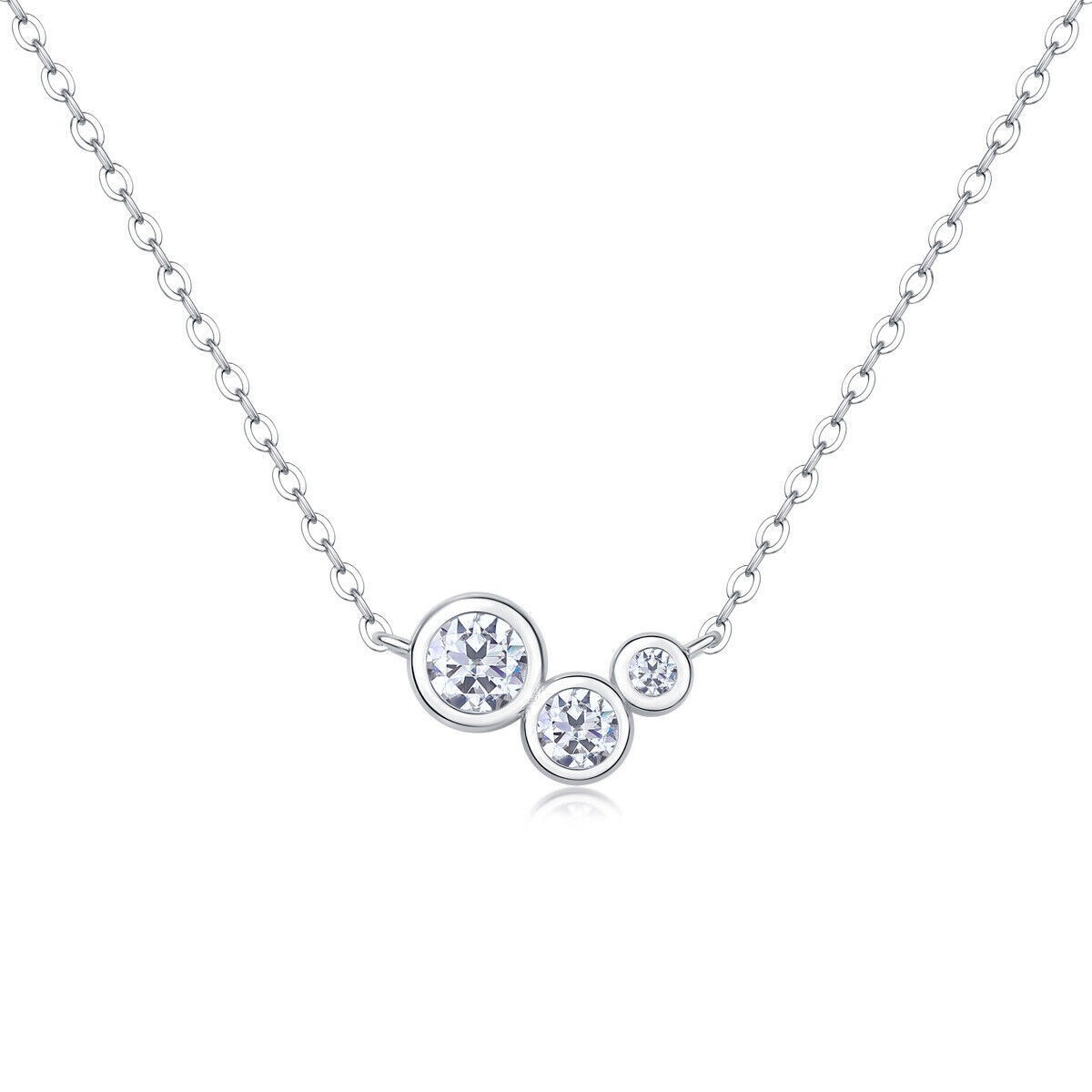 0.43CT VVS1 Round Cut Moissanite Bezel Set Pendant Necklace 925 Sterling Silver