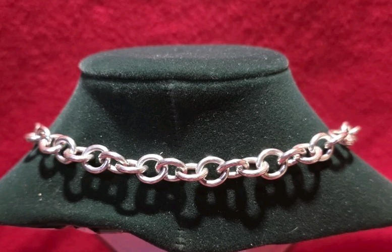 Tiffany & Co. Heart Tag Toggle Chain link Necklace in .925 sterling silver.