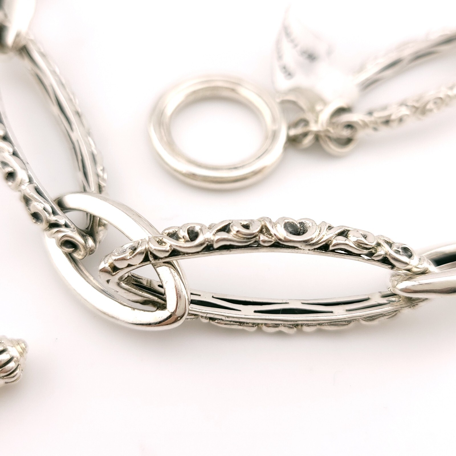 New Charles Krypell Sterling Silver Twist Oval Chain Link 36 in Toggle Necklace