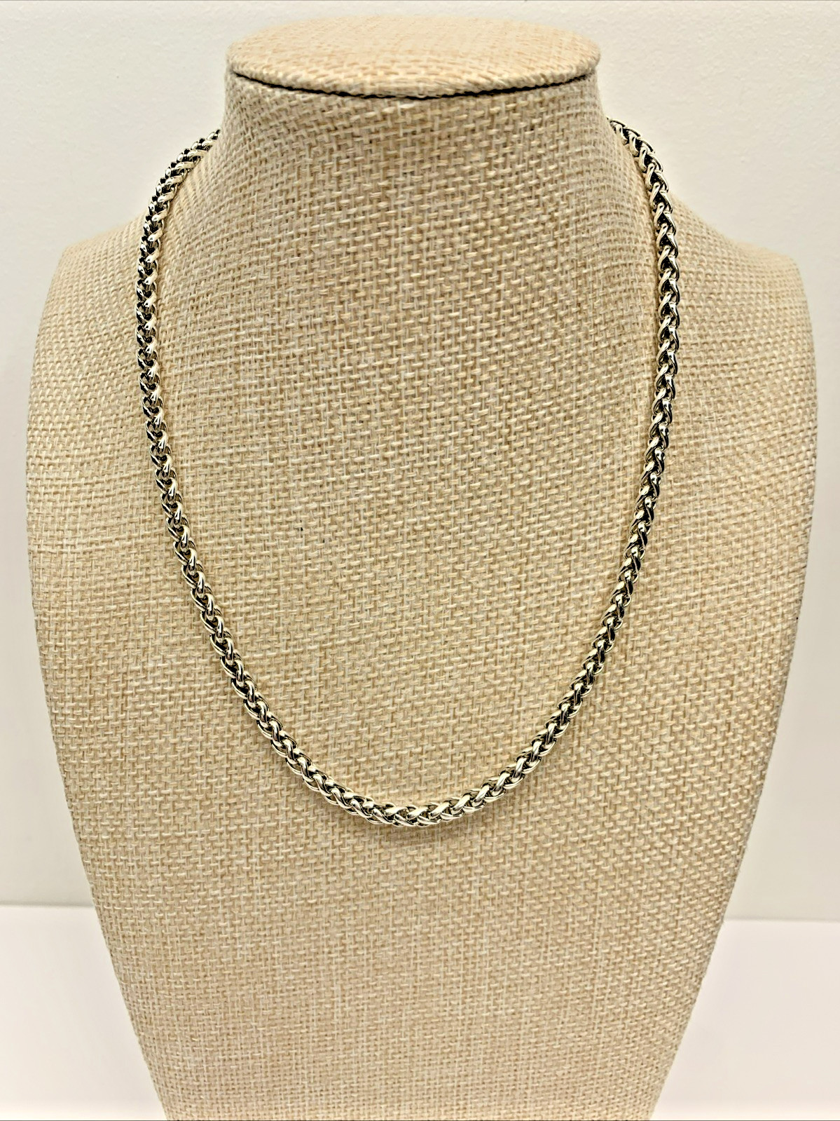 David Yurman Signed 925 Sterling Silver 4mm Wheat Weave Chain Necklace 16″ 23.5g