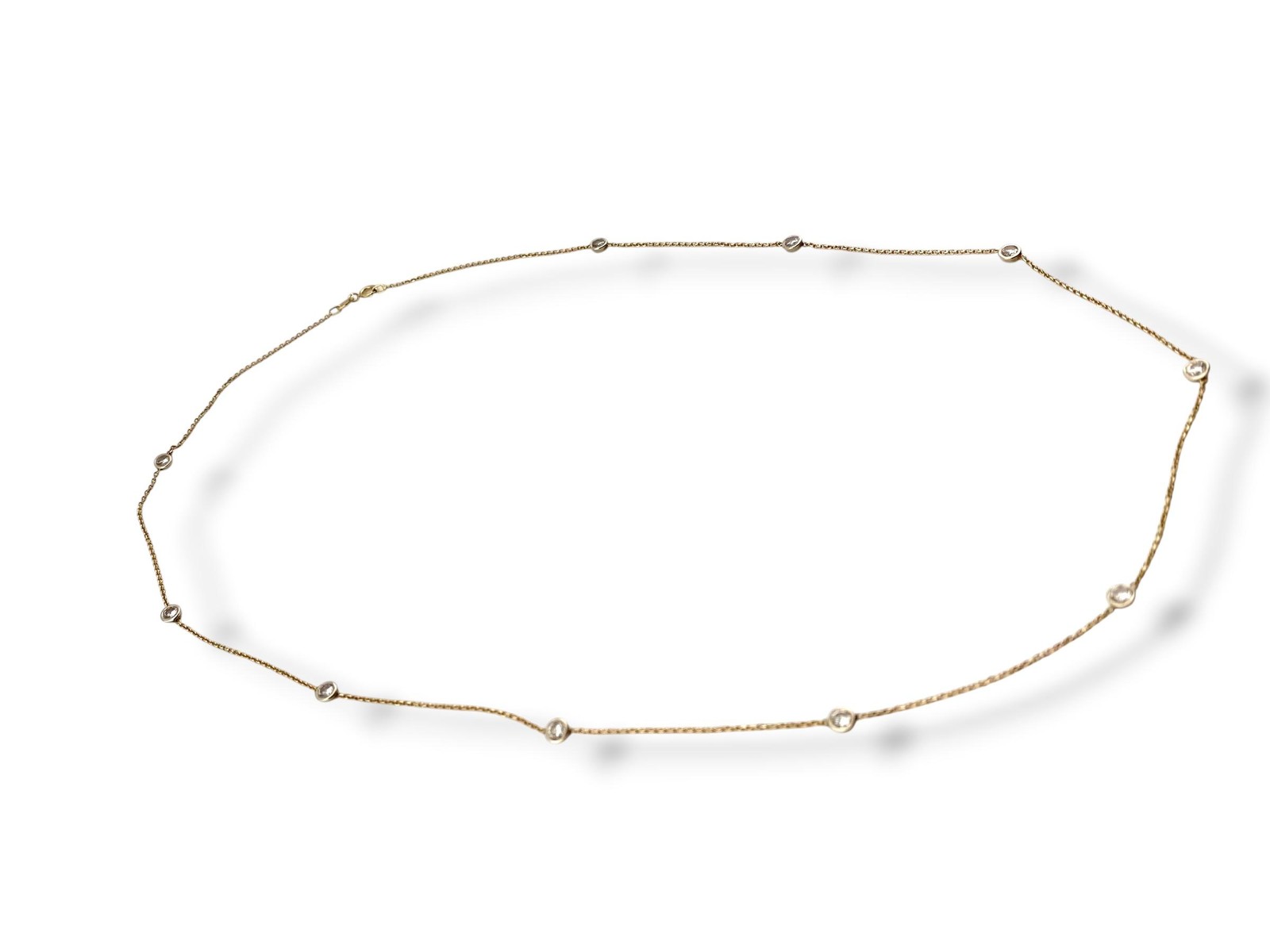 Vintage 14K Yellow Gold 1.00 CTW Natural Diamond By The Yard Station Necklace