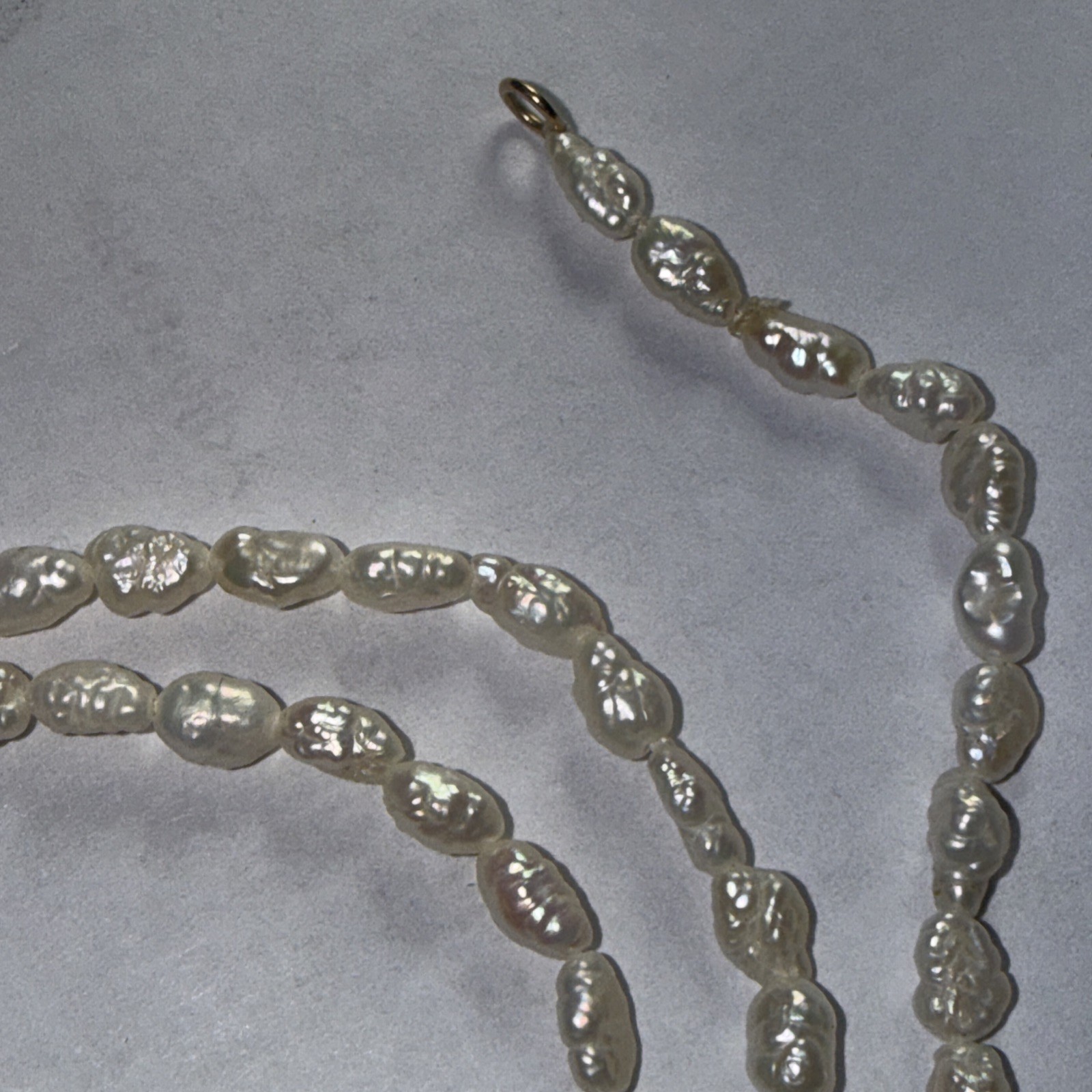 Necklace 14k Gold Cultured Rice Pearl 17” Unused Old Stock Vintage