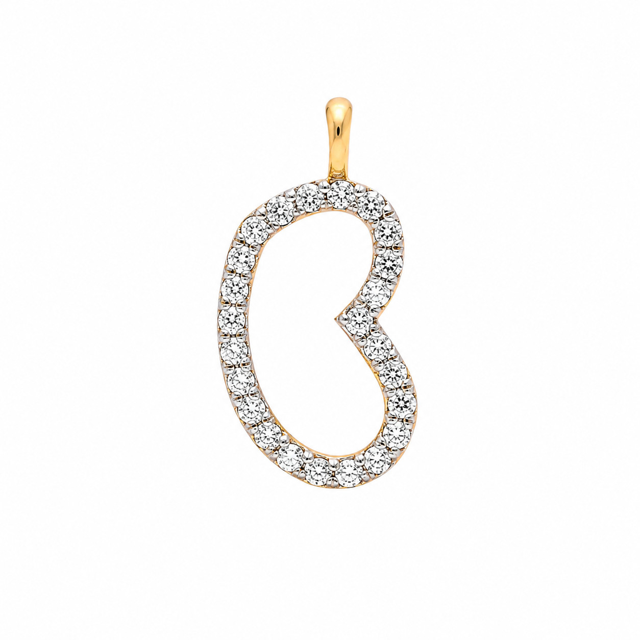 Initial B Pendant Necklace, Diamond Letter Charm, Gold Plated Alphabet Pendant
