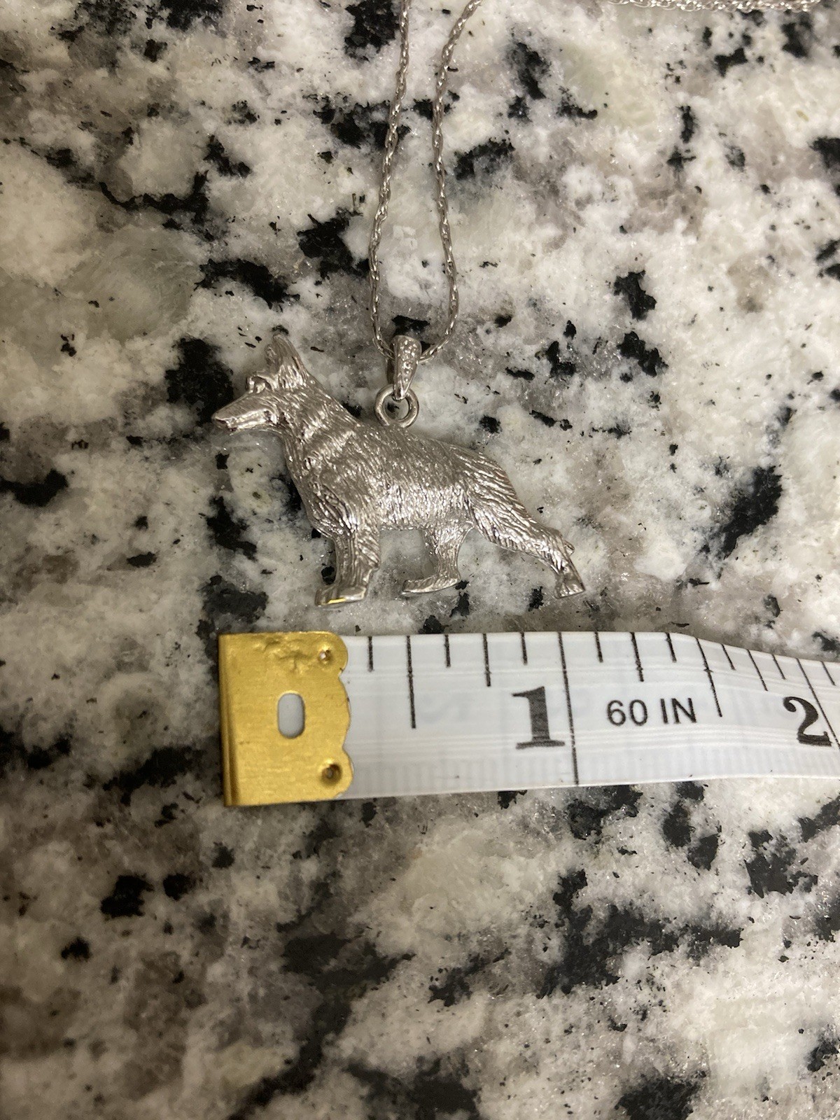 Sterling Silver German Shepard Diamond Necklace