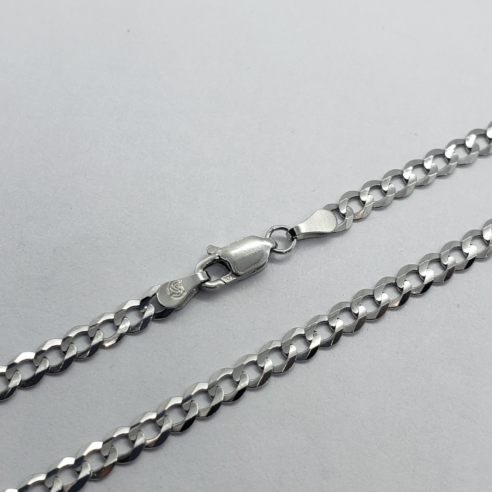 10K White Gold Solid Cuban Link Chain Curb Necklace Bracelet 4mm Size 7″~30″