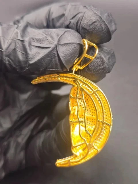 3.00Ct Round Cut Real Moissanite Moon Face Men’s Pendant 14k Yellow Gold Plated