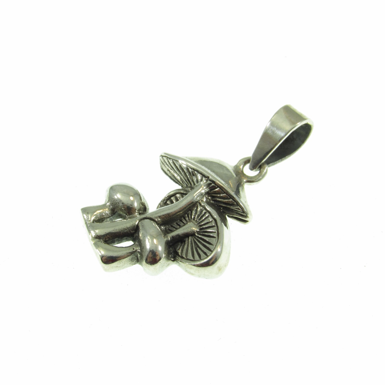 Solid 925 Sterling Silver Forest Mushrooms Patch Pendant, Fungi Jewelry Charm