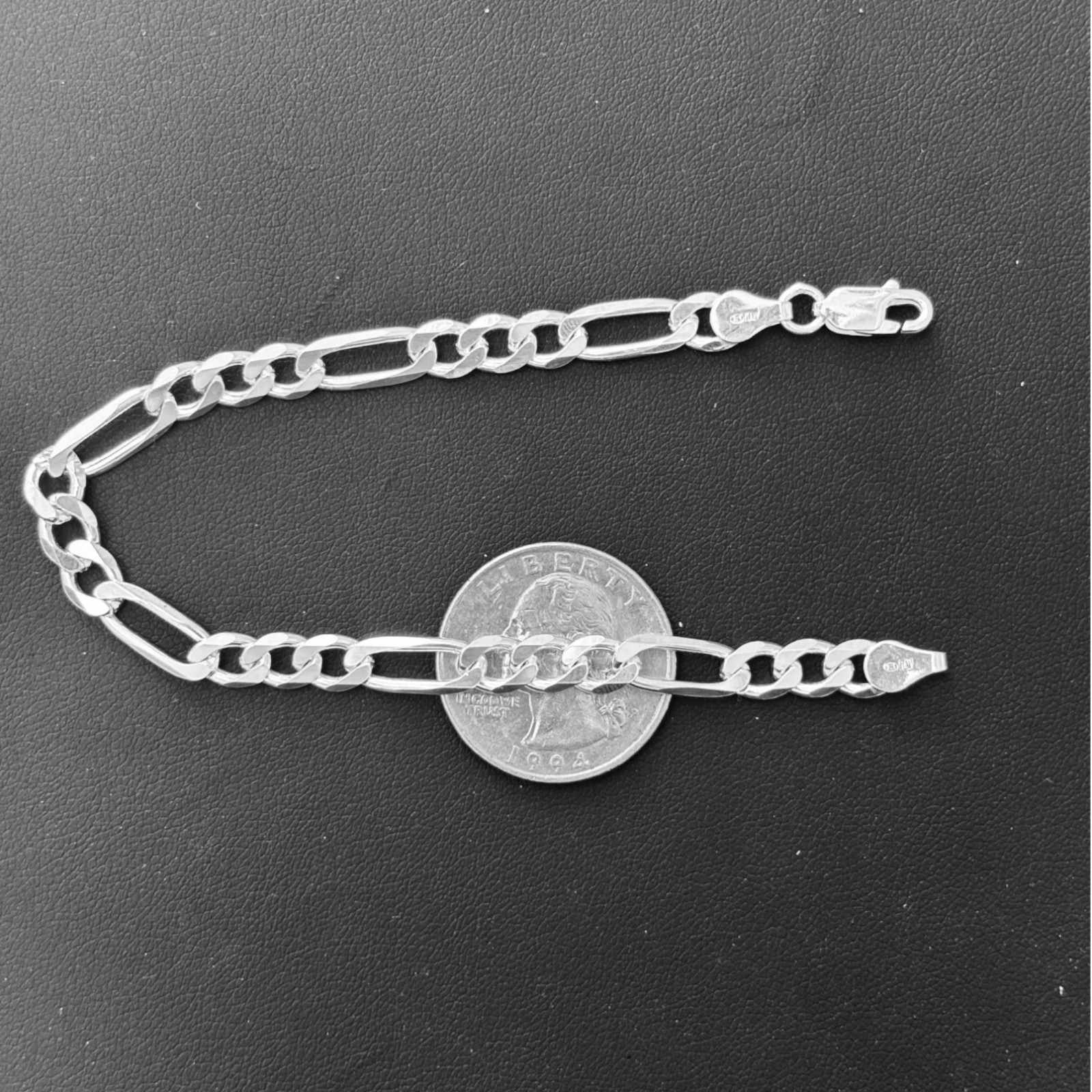 6mm Figaro Bracelet Link – Real Solid 925 Sterling Silver Or 14k Gold Vermeil