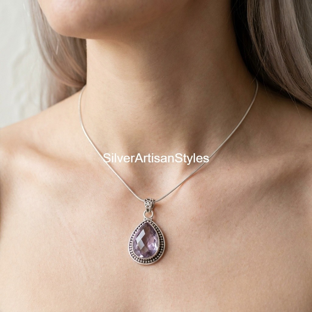 Pink Kunzite Gemstone Handmade 925 Sterling Silver Jewelry Pendant For Gifts
